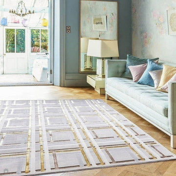 Aurora AU15 Elexus Modern Geometric Distressed Metallic Shimmer Textured High-Density Soft Smooth Low Profile Polyblend Short-Pile Beige/Silver/Gold/Bronze/Champagne Rug-Asiatic Carpets-Rug Love - The Most Loved Rug Store